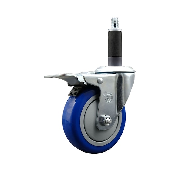 4'' SS Blue Poly Swivel 1'' Expanding Stem Caster Total Lock Brake